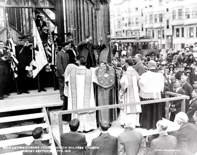 1913 SAN FRANCISCO~CEREMONY for LAYING of CORNER STONE@MISSION DOLORES~NEGATIVE