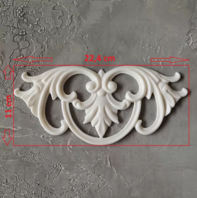 Ornate resin pediment for furniture embellishment (White), wall pediments