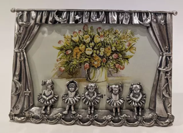 Adorable Welforth Pewter 4x6 Photo Frame, Ballerina Dance, Landscape Orientation