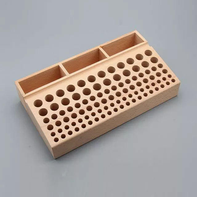 Caja de herramientas de madera maciza 98 agujeros 3 ranuras cuero artesanía soporte de herramientas