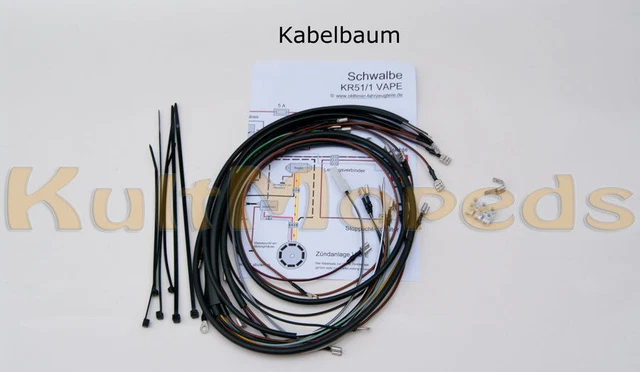 SIMSON KR51 2 Schwalbe Kabelbaum Schaltplan VAPE Zündung EUR 75,83