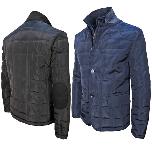 Giubbotto Invernale Uomo Giacca Slim Piumino Imbottito Trench Elegante Blu Nero