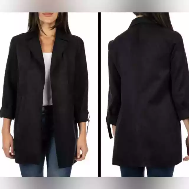 Kut From The Kloth Faye Long Black Faux Suede Jacket Size Large