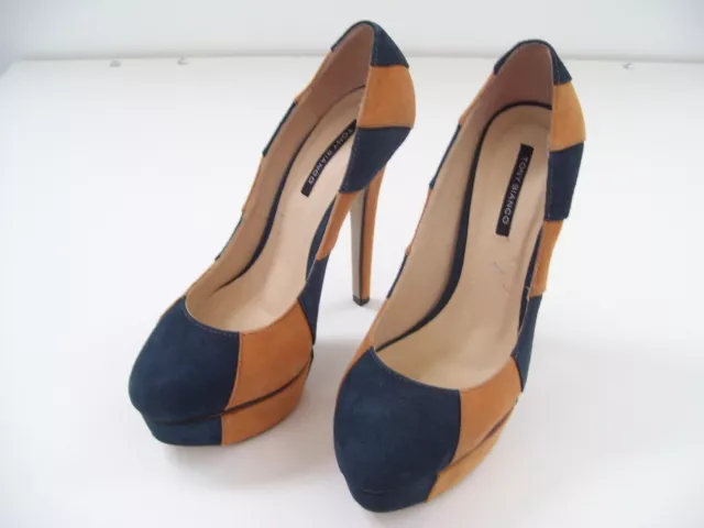 Tony Bianco Shoes Ladies Suede Leather Heels Dress Formal Size 6.5 Orange Navy
