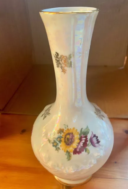 Vintage Bareuther Waldsassen Vase Lusterware, Floral, Bavaria Germany, Porcelain