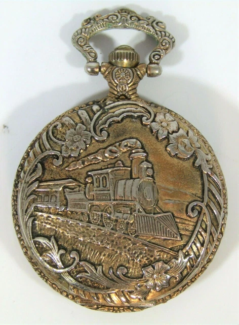 POCKET WATCH GENEVA Locomotive Train Case Quartz with Japan Movt 20.00 PicClick
