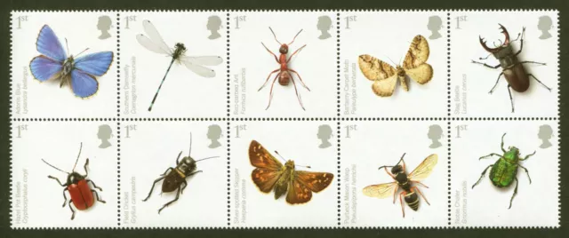 Great Britain Sc# 2572a, Endangered Insects, Block of 10, VF/XF MNH, SCV: $15.00