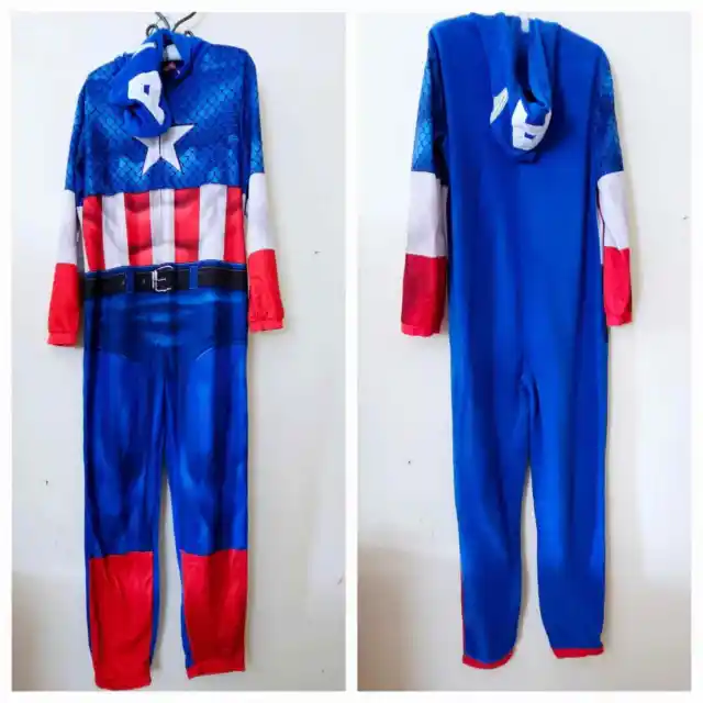 Mens Size S Marvel Captain America Halloween Costume One Piece Hooded