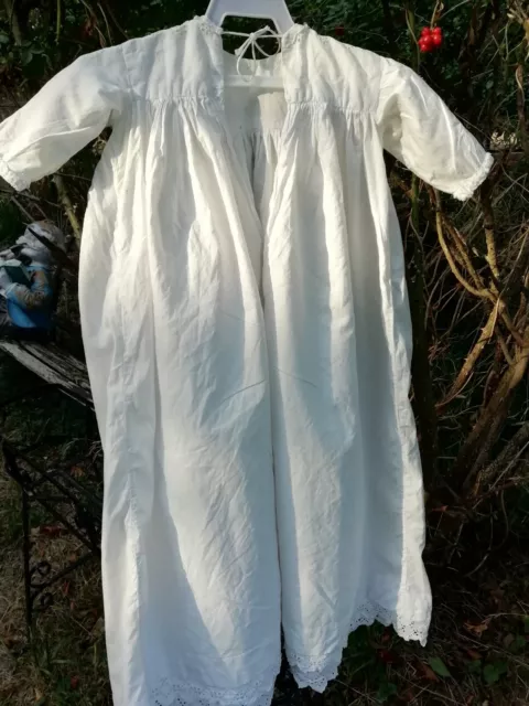 Antico abito da notte vittoriano bianco cotone inglese bambini camicia da notte