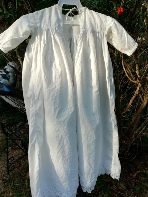 Antico abito da notte vittoriano bianco cotone inglese bambini camicia da notte Antico abito da notte vittoriano bianco cotone inglese bambini camicia da notte