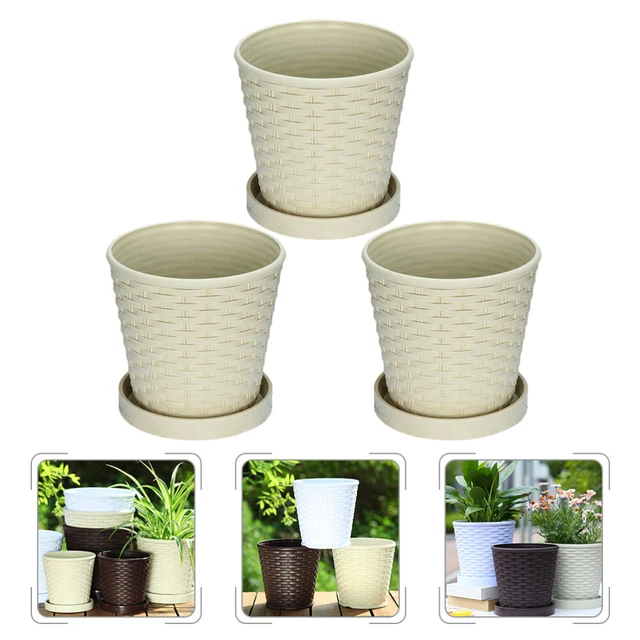 3 Sets Pot De Fleur En Résine Domestique Pots Fleurs Jardinière Épaissir Bureau