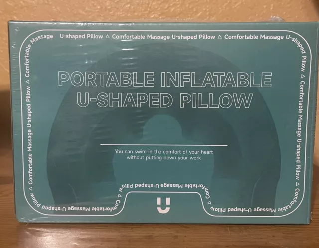 Portable, Inflatable Massage U-Shaped Neck Pillow. Sealed In Box.