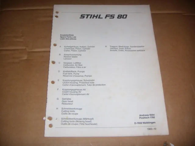 Lista de piezas Stihl FS80