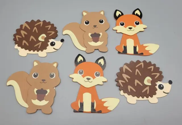 6 Forest Animal Wood Cutouts *Fox*Hedgehog*Squirrel* for Crafting Nursery Decor