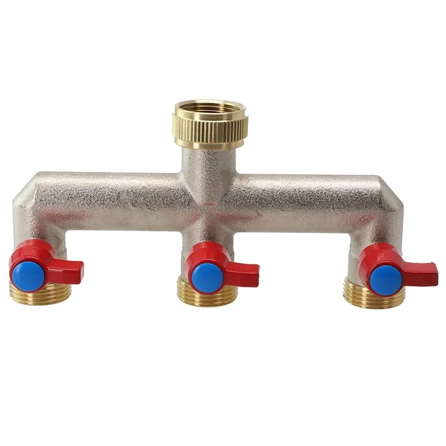 Tecmolog 2-Wege Wasserhahn Verteiler Aus Messing – Y-Verteiler 3/4 Zoll Für Gartenschlauch & Waschmaschine