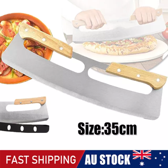 Kitchen Stainless Steel Pizza Cutter Rocker Blade Slicer 35CM +Protective Cover