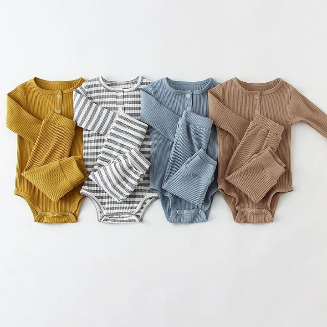 Garçon Fille Bébé Vêtements Ensemble Manches Longues Body + Pantalon Nouveau Né