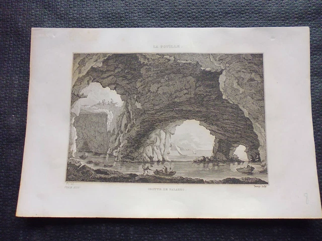 19° black and white engravings Italy: La Puille: cave of PALAZZO