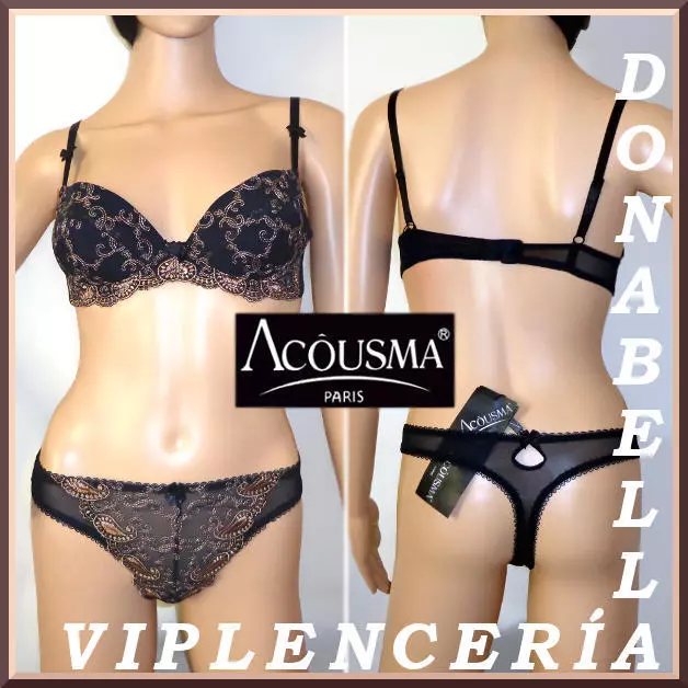 ACOUSMA SET Mod..03 *Negro/Marron* BRA (85B/90B) + TANGA (S,M) + REGALO/GIFT**