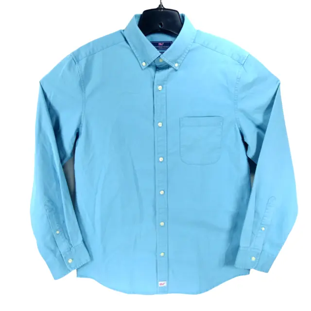 NEW VINEYARD VINES Mens Solid Blue M Classic Fit Murray Button Down ...