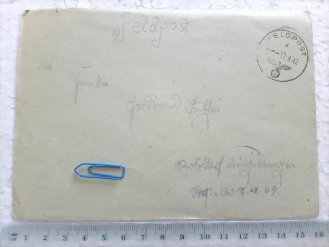 WW2 Germany Feldpost 25297 Envelope Letter 17. 8. 1942 Stamp WWII Original