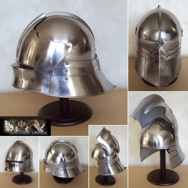 Casque Sallet médiéval allemand en acier inoxydable sans rouille, Costume...