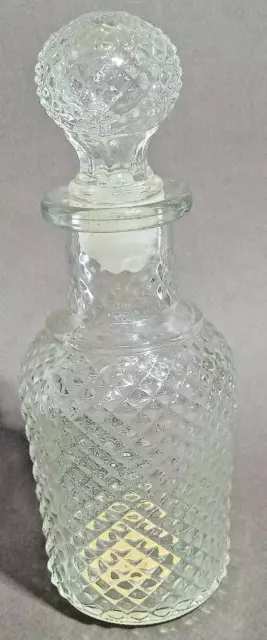 AVON Apothecary Decanter Clear Textured Glass Bottle Ball Stopper Vintage