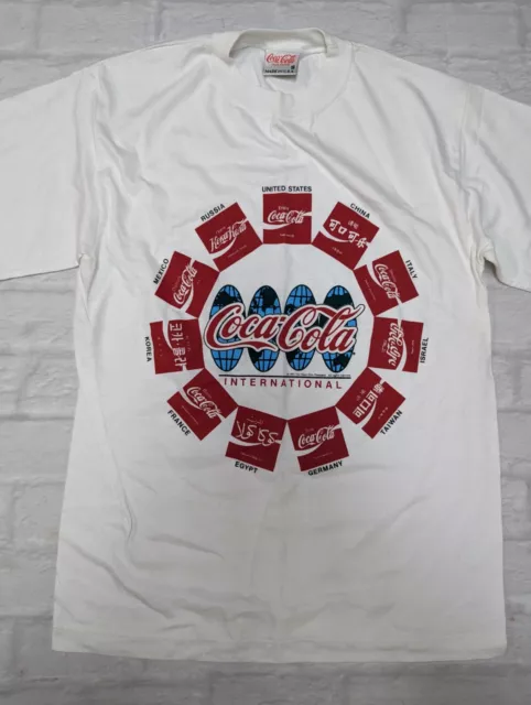 Coca Cola 1991 International Cotton T-Shirt in White Size Small Made in the USA