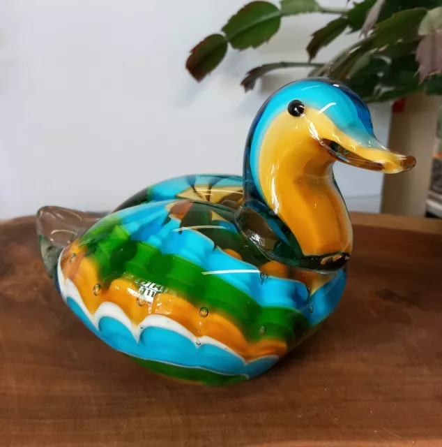 Glasfigur Ente Vogel Figur Skulptur Murano Stil Kristallglas Glaskunst Deko Neu