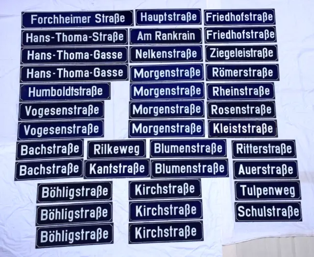 alte emaillierte Straßenschild ZUR AUSWAHL Emailschild Deutschland Emailleschild