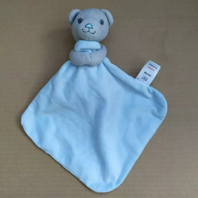 F&F Tesco Grey Blue Bear Comforter Soft Baby Blanket Doudou Blankie Soother Hug