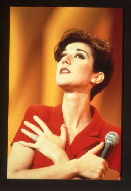 Celine Dion Dramatic Singing Portrait Vintage Photo Agency 35mm Transparency