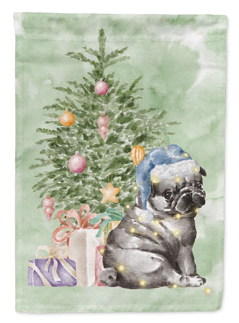 Pug Black Puppy Christmas Presents Tree Flag Garden Size CK8231GF