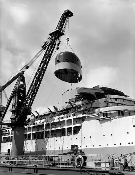 Union Castle Line's Transvaal Castle fitting-out basin John Br- 1961 Old Photo