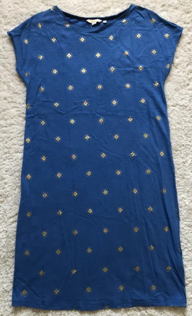 Ladies Boden Shift Dress. Uk12L. Blue. Gold Floral Print. Cotton. PRISTINE