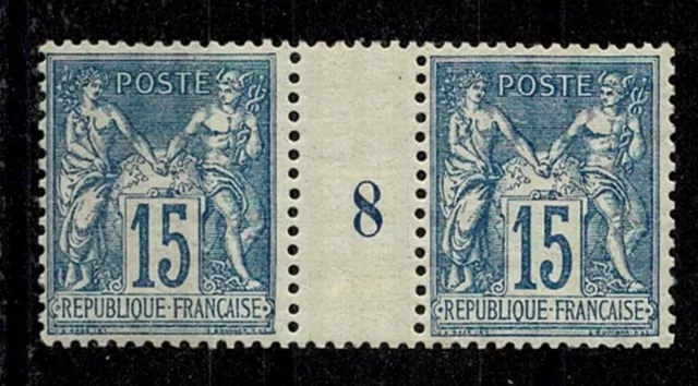 FRANCE TIMBRE YVERT N° 101 " SAGE 15c BLEU PAIRE MILLESIME 8 " NEUF xx TTB W788