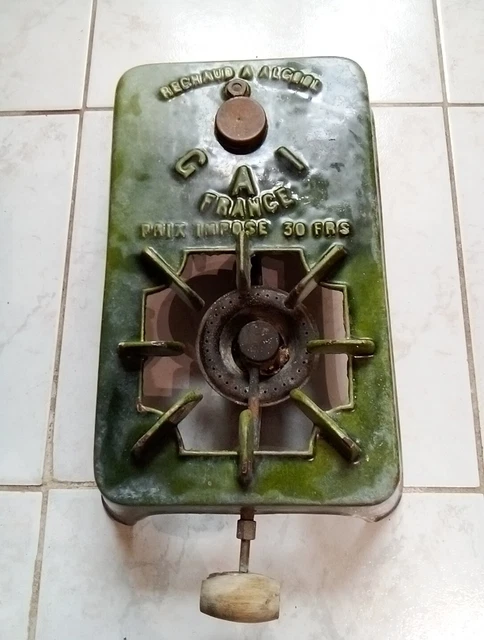 Réchaud De Camping Vintage GAI France - Alcool, Fonte émaillée Verte