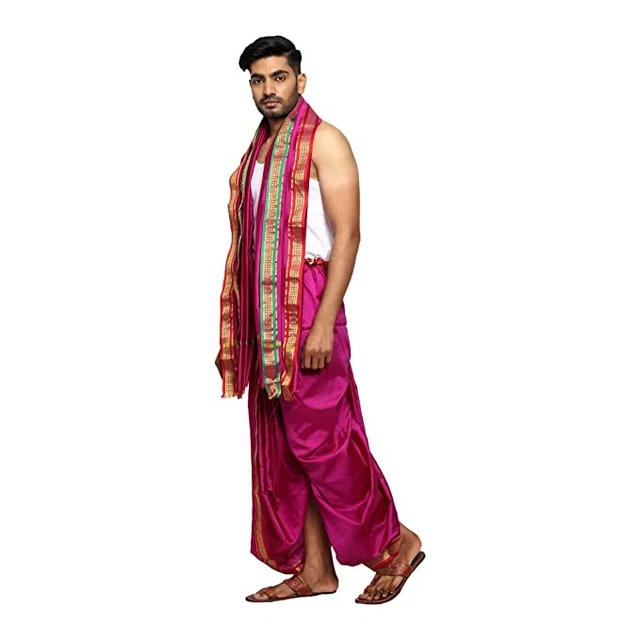 Men's Silk Ready to Wear Dhoti for men Drawstring Readymade