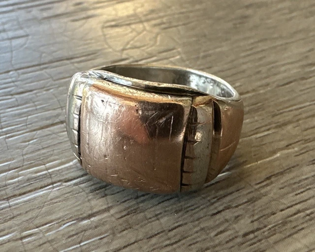 Bague Chevalière Art Déco Ancienne En Argent Massif 925 - Taille 58 - Occasion - Style Vintage