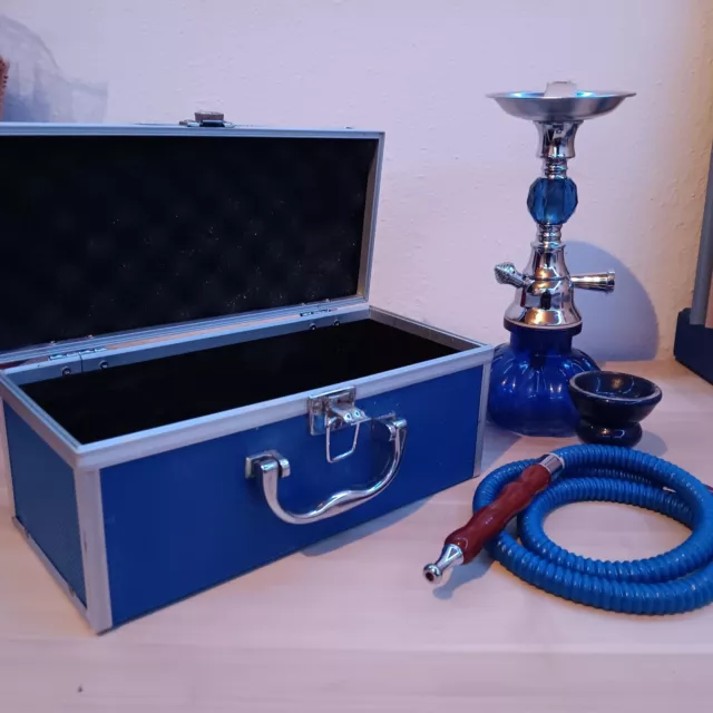 Shisha Wasserpfeife blau mit Koffer