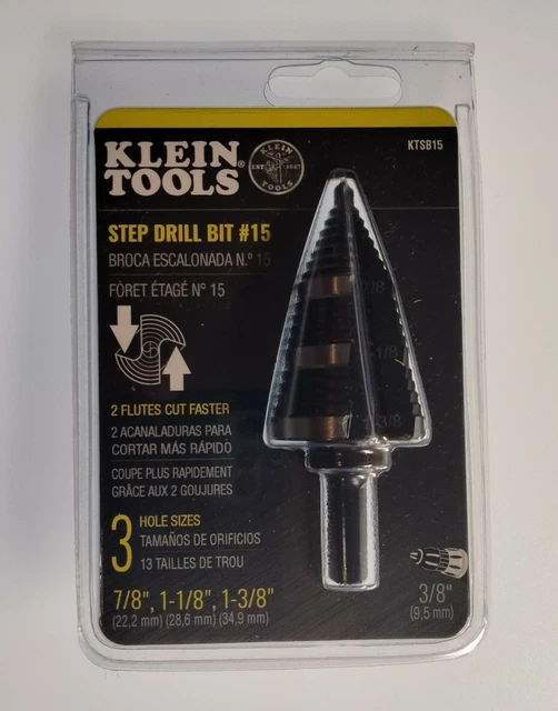 Klein Tools KTSB15 Step Drill Bit #15   7/8", 1-1/8", 1-3/8"  #1150 NEW 2