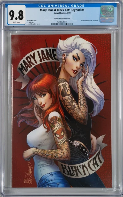 2022 Mary Jane & Black Cat: Beyond #1 J. Scott Campbell Variant C Cgc 9.8 Jsc