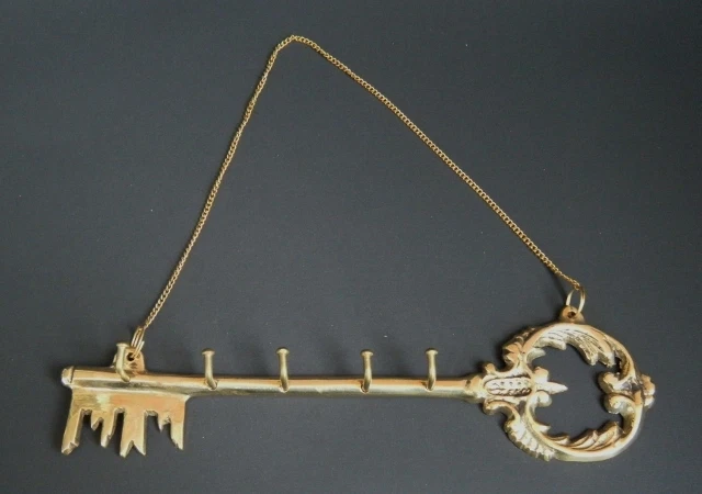 Solid Brass Victorian Antique Key Rack Keyrack Wall Decor