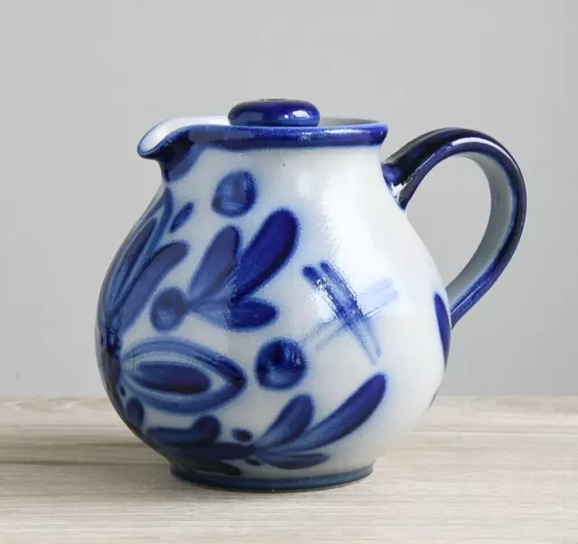 Blue and White Studio Pottery Salt Glazed Teapot Cobalt Porcelain