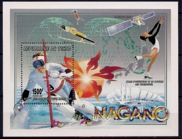 Chad Nagano Winter Olympic Games Sports Skiing Skating m/s MNH