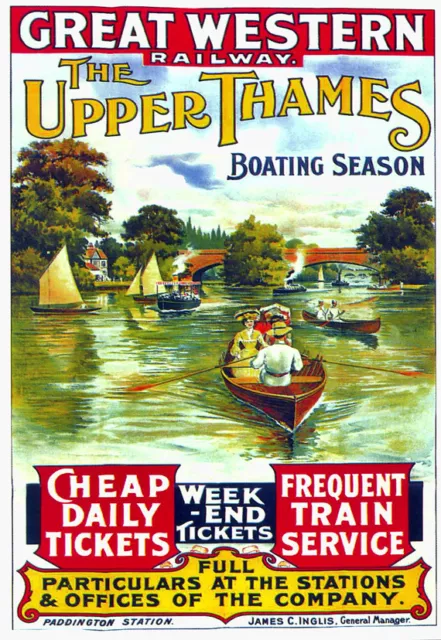 Great Western Railway The Upper Thames Boating Season Travel  Poster Print