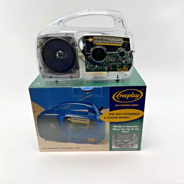 Freeplay Self Powered AM/FM Radio Solar Power Crank Clear Solar NEW MIB