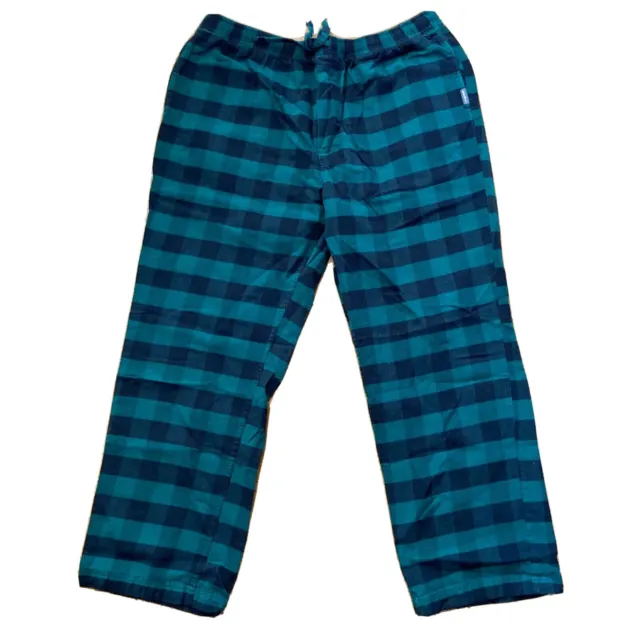 Eddie Bauer Mens Pajama PJ's Bottoms Flannel Blue Green Plaid XL Cotton