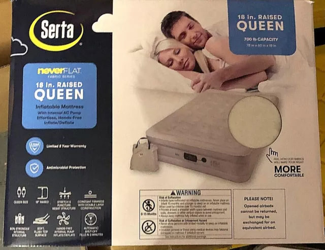 Serta Never Flat Fabric Series Queen Size Air Bed Self Inflate Deflate