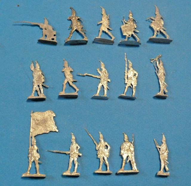 Lot De 4 Figurines En étain – 34e Grenadiers Prussiens – Guerre De 7 Ans – Échelle 1:60 (30mm)